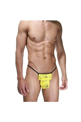 Трусы мужские стринги с желтой бахромой